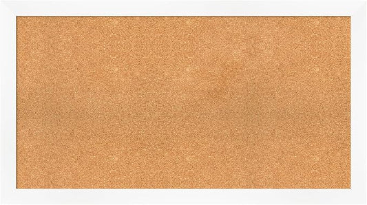 Amanti Art Natural Cork Board for Wall, 25x45 Vision Board with White Frame, Oversize Corkboard Office Decor for Home Organization, Modern Corkboard Pinboard to Display Items for Home Organization in-DeskLoop Office