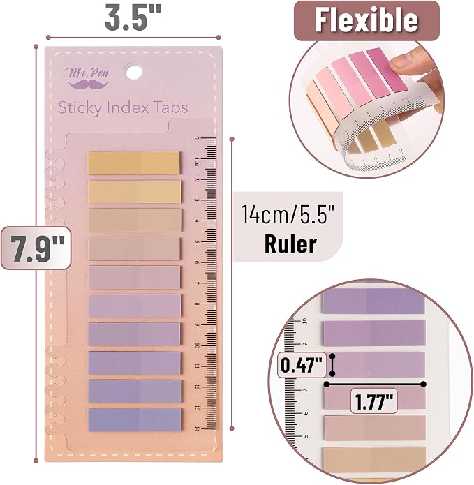 Mr. Pen- Colorful Sticky Tabs, 16 Sets, Translucent Page Markers | - Image 3