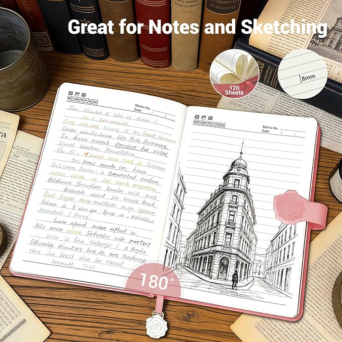 Aocii leather Journal for Women, A5 lined Daily Journal Notebook, Bullet - Image 4