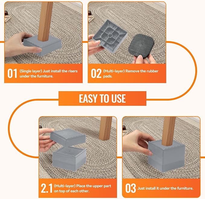 shouwuhho Furniture Risers, 12 Pack Bed Risers - Image 7