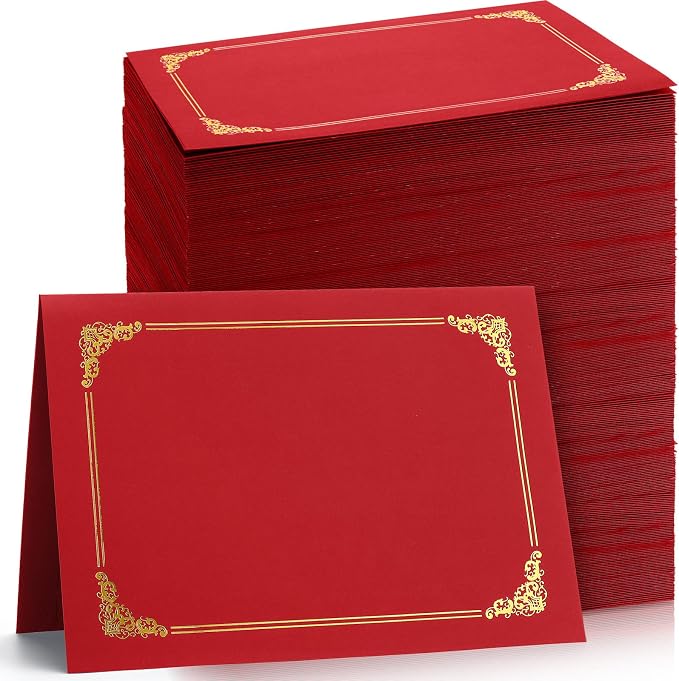 Fainne 120 Pack Certificate Holders Bulk, Diploma Covers Gold Foil Border by Fainne