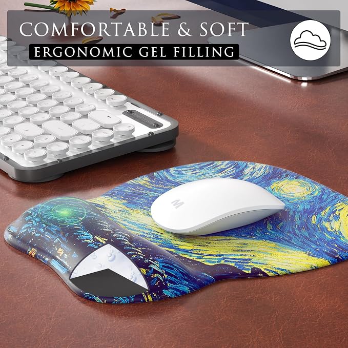 MROCO Ergonomic Mouse Pad with Gel Wrist Rest, 9.4 x 8.1 in, Starry Night | - Image 4