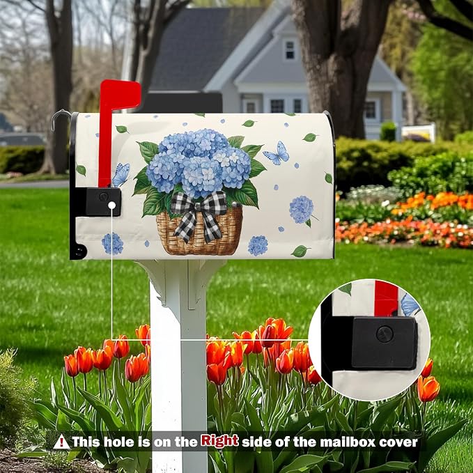 Spring Summer Blue Hydrangea Mailbox Cover Magnetic Standard Size Spring Floral - Image 2