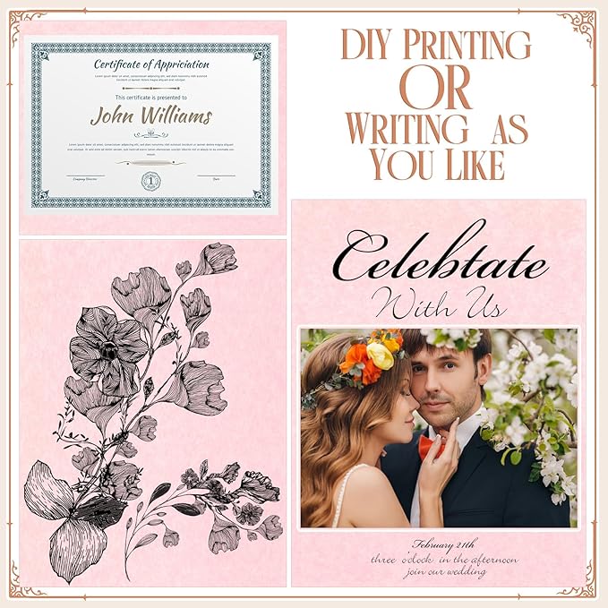 Epakh 200 Sheets Old Age Parchment Paper 8.5 x 11 Inch Standard Letter Vintage Colored Old Parchment Semblance Double Side Printing Paper(Light Pink)-DeskLoop Office