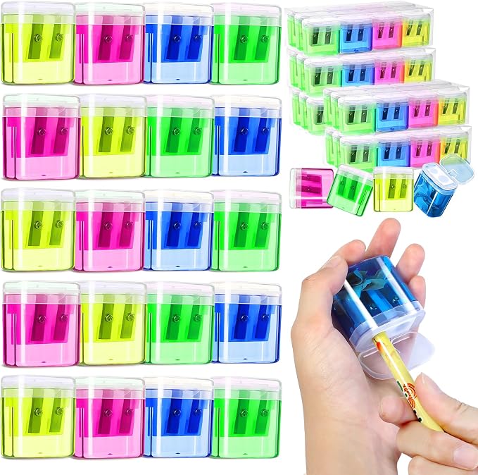 OCHIDO 100 Pack Pencil Sharpeners Bulk, School Supplies Double Hole Sharpener by OCHIDO