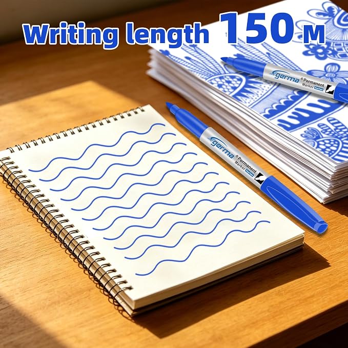 Cgerma Permanent Markers Fine Point, 16 Pack Blue Fine Tip Permanent Markers Set - Image 15
