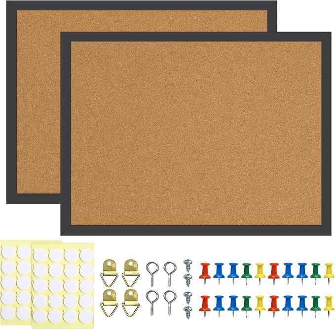 2 Pcs Cork Board, 17.7''x13.3'' Bulletin Board, Small Cork Board, Vision Board by JEFURE