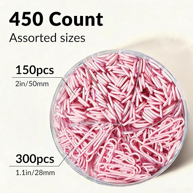 NEEWAY 450pcs Paper Clips Assorted Sizes, Small and Large Paper Clips, Coated - Image 3