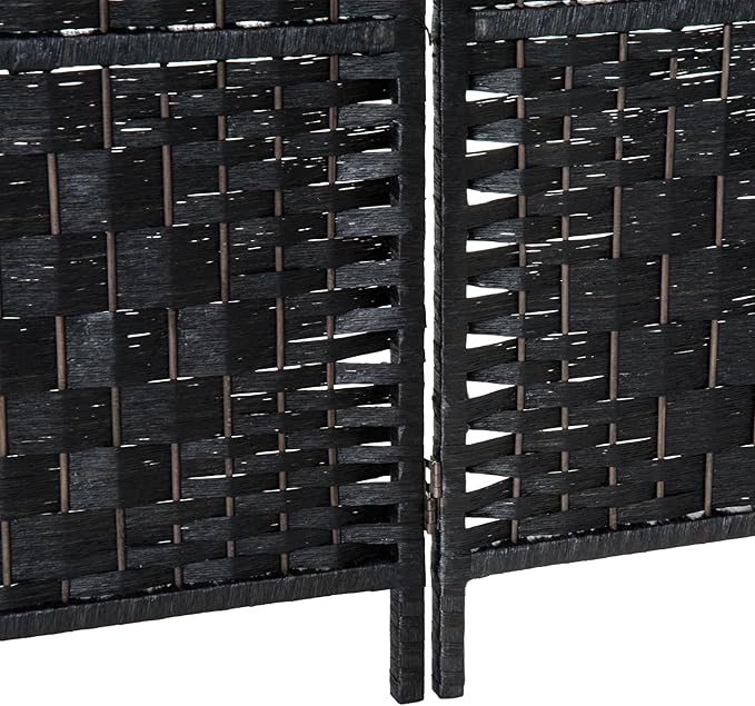 HOMCOM Room Divider, 6 Panel Folding Privacy Screen, 6FT Tall Portable Wicker Weave Partition Wall Divider for Bedroom, Home Office, Black-DeskLoop Office