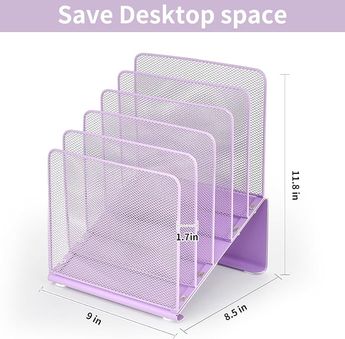 LEKETREE Purple File Organizer for Desk, Desk Organizer - Image 6