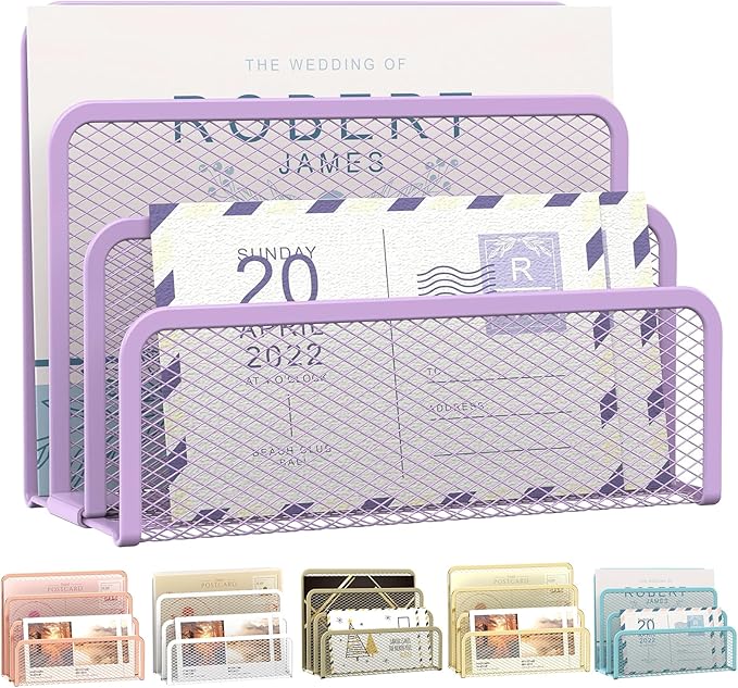 SUPEASY Mail Organizer for Desk, Mesh Metal Mail Holder Countertop by SUPEASY