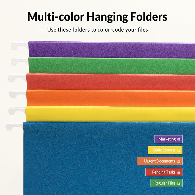SUNEE Hanging File Folders, 6 Pack Letter Size Hanging File Folders - Image 4