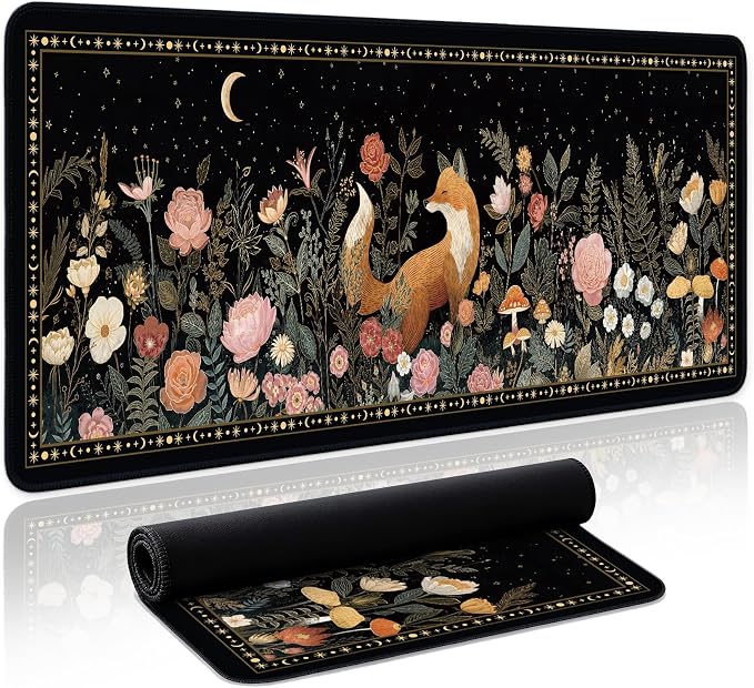 Aesthetic Desk Mat, Cute Wildwood Fox Desk Pad Protector by Zotia