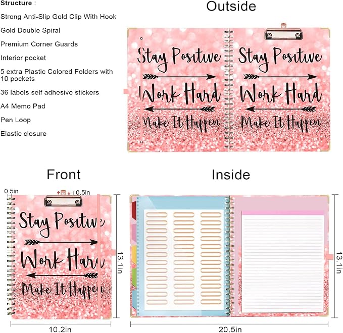 Lateefah Clipboard with Storage, File Folders with Pockets, Nursing Clipboard - Image 2