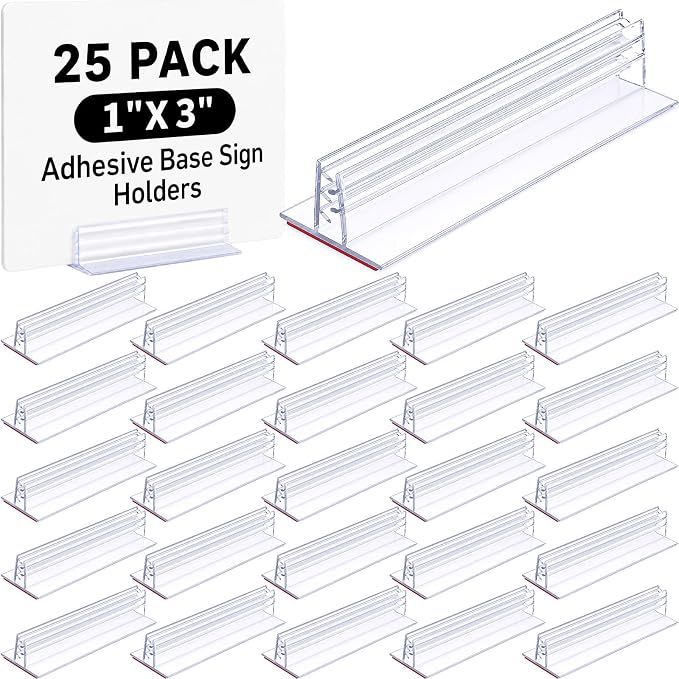Fulmoon 25 Pcs Sign Holder, Adhesive Base Sign Holders Multiple Uses - Image 8
