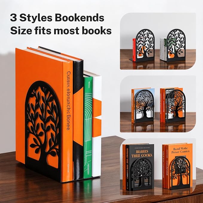 HappyHapi Decorative Bookends for Shelves, 7 Pair Metal Book Ends for Heavy - Image 2