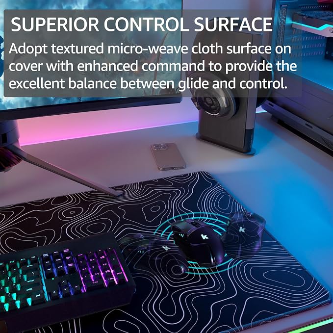 KTRIO Large Gaming Mouse Pad, 31.5 x 15.7 in, XXL | Smooth Micro-Weave Surface - Image 2