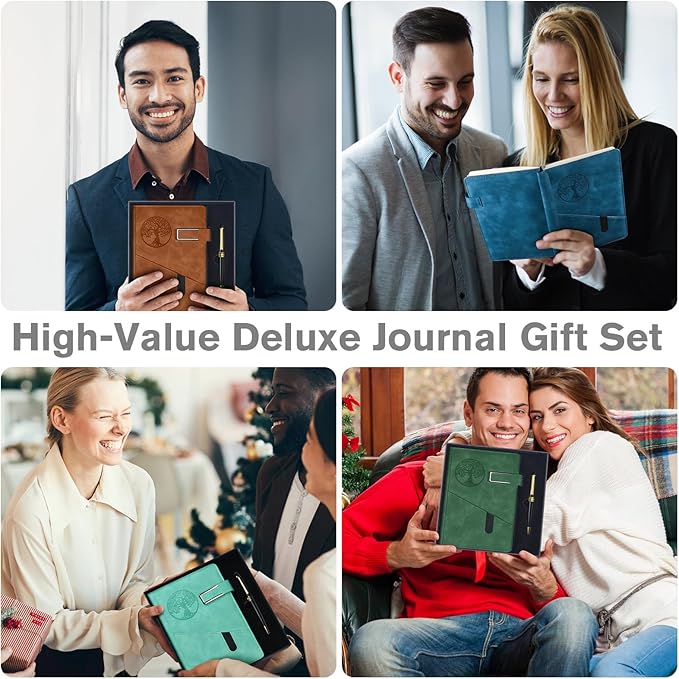 Lined Notebook Journal for Men Women, 365 Pages Numbered College Ruled Notebook, Hardcover Leather Journal with Pen & Gift Box, Thick Daily Diary, Professional Notebooks for Work, School, Business, A5-DeskLoop Office