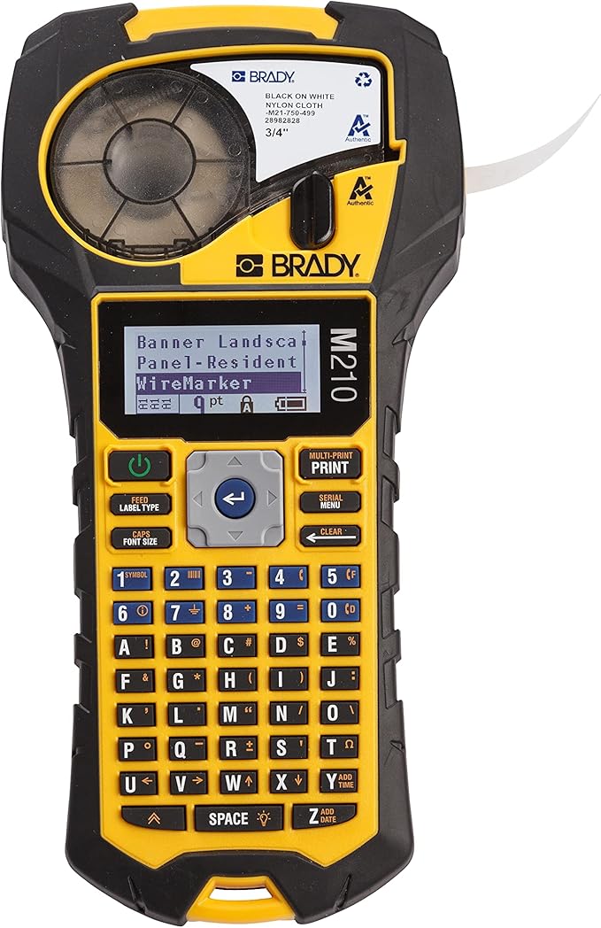 Brady M210 Portable Label Printer Bundle with B595 All-Weather Vinyl Label Roll | Create Labels for Indoor & Outdoor Use