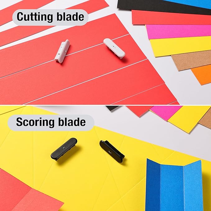 4-Pack Trimmer Replacement Blades for Fiskars Paper Trimmer, Replacement Blade for All Series of Fiskars/Portable&Precision Trimmer,Arts and Crafts,3 Cutting&1 Scoring Blades,Slider,Ice Blue-DeskLoop Office