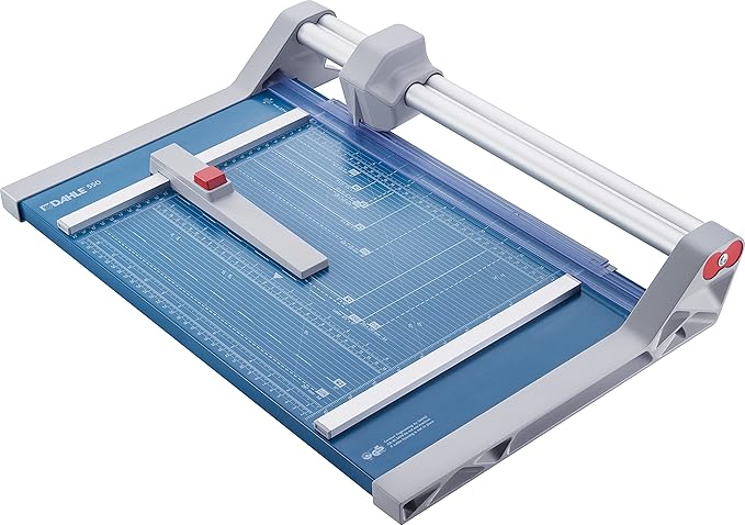 Dahle 550 Professional Rotary Trimmer, 14" Cut Length, 20 Sheet Capacity, Self-Sharpening, Dual Guide Bar, Automatic Clamp, German Engineered Paper Cutter-DeskLoop Office