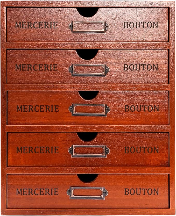 Vintage Wooden Drawers Organizer, 16-Drawer Desktop Storage Box - Image 9