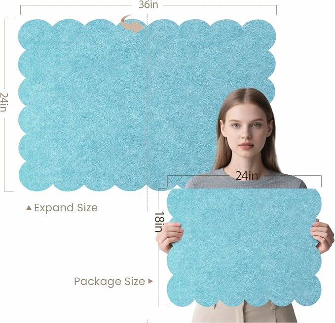 Lightomorrow Scalloped Bulletin Board, 36 x 24 Inches Felt Pin Board - Image 2