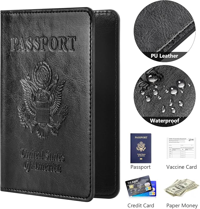 Eoehro Passport and Vaccine Card Holder Combo, Faux Leather, Lightweight - Image 4