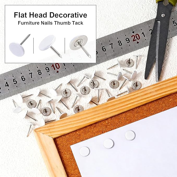 White Heavy Duty Thumb Tacks, Extra Long Push Pins - Image 4