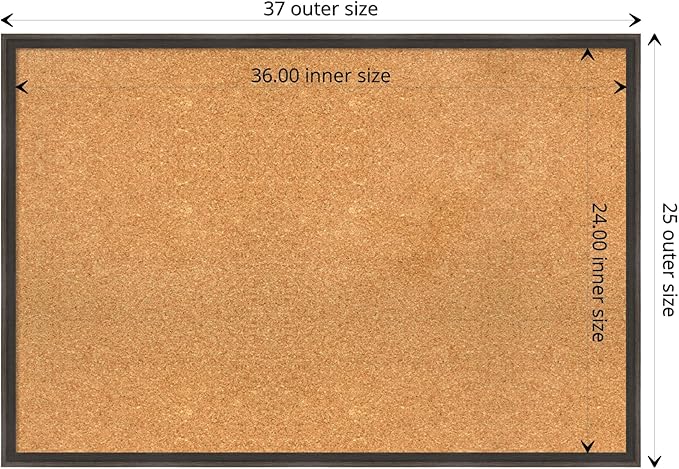 Amanti Art Natural Cork Board for Wall, 25x37 Vision Board with Brown Wood Frame, Large Corkboard Office Decor for Home Organization, Casual Corkboard Pinboard to display items for home organization-DeskLoop Office