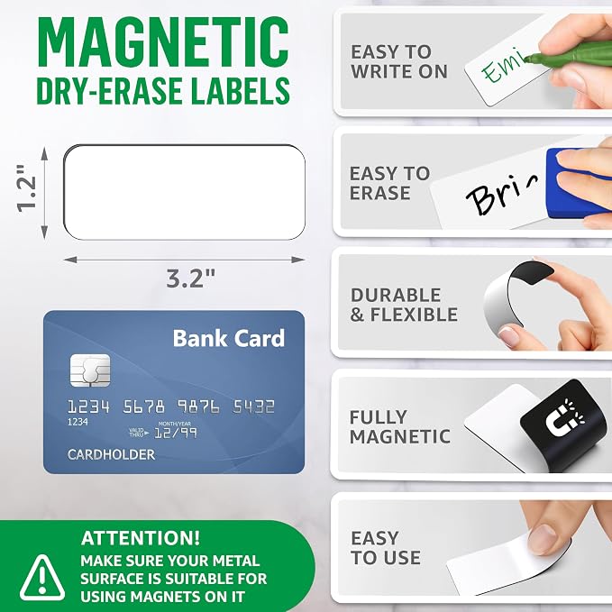 100 Pack Dry Erase Magnetic Labels 3.2x1.2 in - Image 2