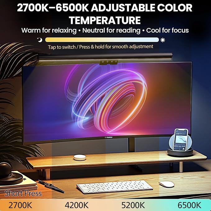 Monitor Light Bar 19.7", No-Glare Asymmetric Desk Screen Lamp | Auto-Dimming - Image 6