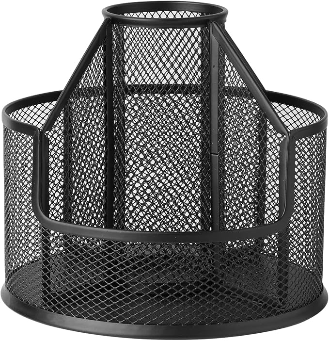 Pencil Holder, Rotating Desk Organizer, Metal Pen Organizer Mesh Pen Holder Office Desk Accessories Cute Office, School, Home,Art Suppliers (Black)-DeskLoop Office