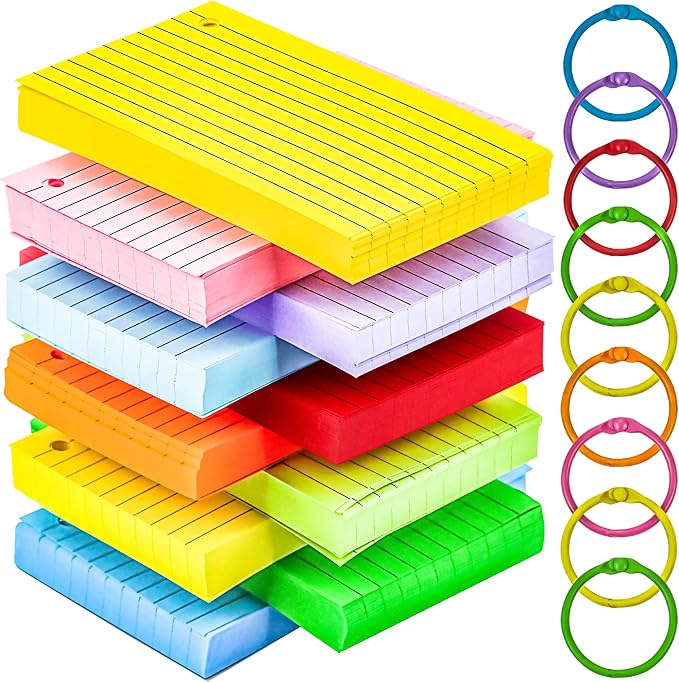 600Pcs Colored Index Cards 3x5 Inch Flash Cards by MotBach