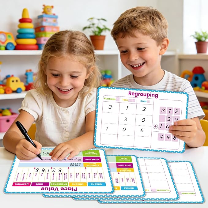 10 Packs Place Value Dry Erase Boards, Double Sided Math Manipulatives - Image 7