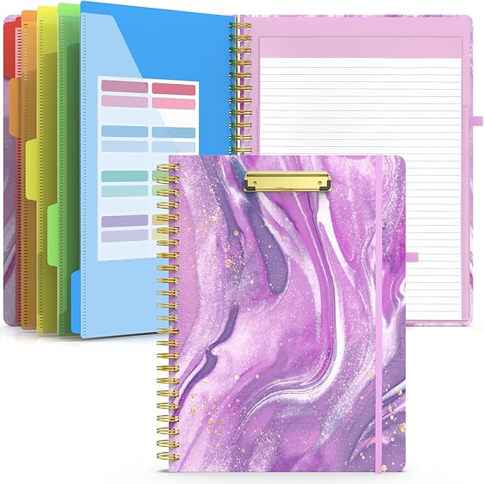 Sooez Clipboard with Storage, Foldable Spiral Clipboard Folio with Refillable by Sooez