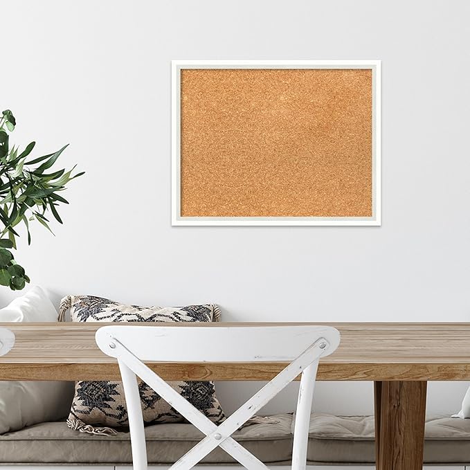 Amanti Art Natural Cork Board for Wall, 15x19 Vision Board with White Frame, Small Corkboard Office Decor for Home Organization, Modern Corkboard Pinboard to Display Items for Home Organization in-DeskLoop Office