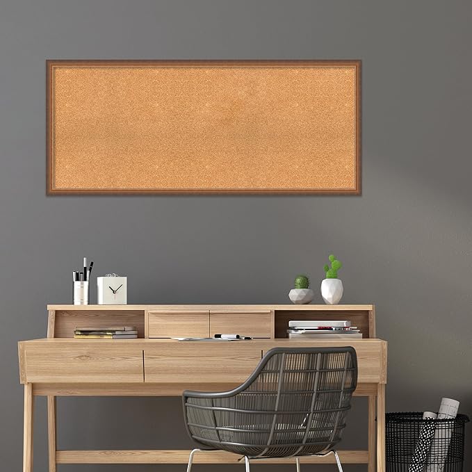 Amanti Art Natural Cork Board for Wall, 24x56 Vision Board with Bronze Frame, Oversize Corkboard Office Decor for Home Organization, Modern Corkboard Pinboard to Display Items for Home Organization-DeskLoop Office