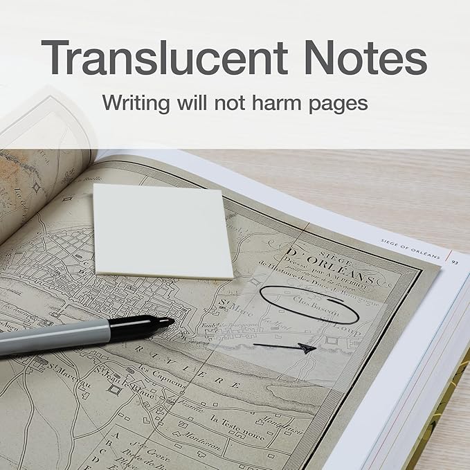 Redi-Tag Translucent Sticky Notes, Transparent Self-Stick Notes, 4 Pads - Image 2