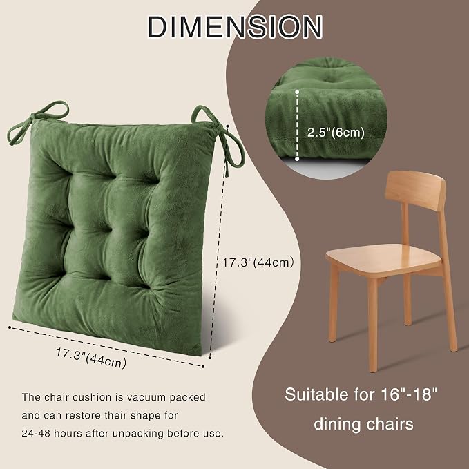 OVOV 2 Pack Chair Cushions for Dining Chairs Soft Seat Cushions for Kitchen - Image 2