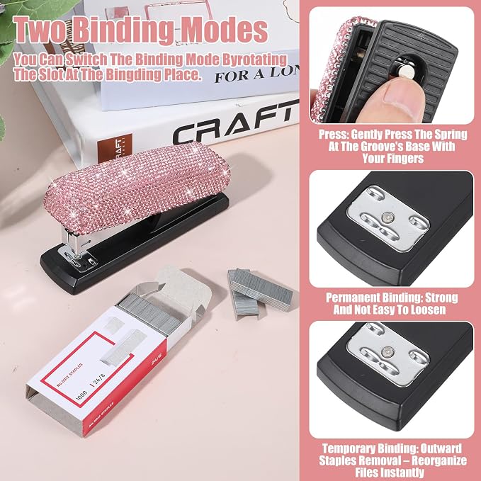 2 Pack Bling Crystal Stapler Sparkly Diamond Stapler - Image 3