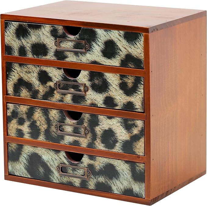 Classic Leopard Print Wooden Desk Organizer by PrimoSupply