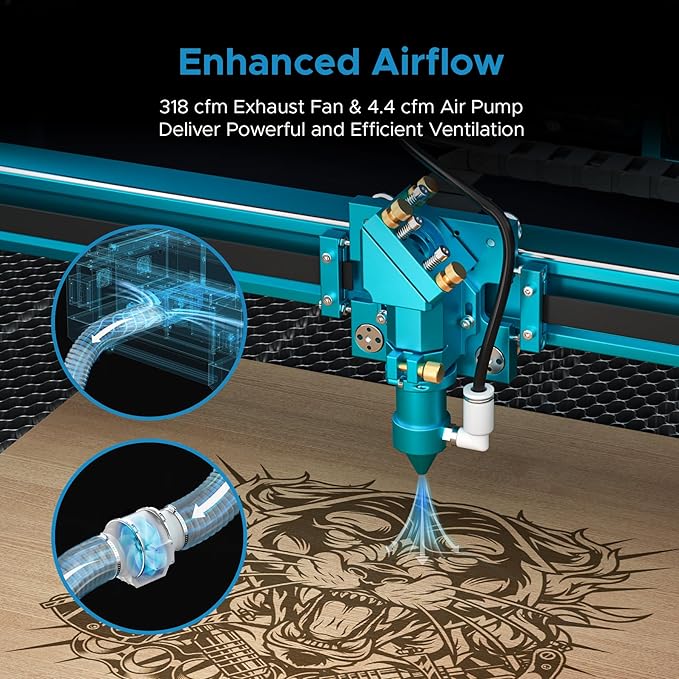 OMTech 100W CO2 Laser Engraver with Water Chiller, 28"x20" Laser Engraving Machine with Autofocus 2 Way Pass-Throughs Built-in Air Assist, Laser Cutter for Wood Glass Acrylic More-DeskLoop Office