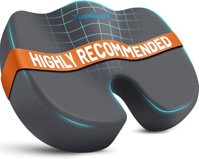 TushGuard Seat Cushion for Office Chair Memory Foam Non-Slip Cushion Back by TushGuardSeatCushonsPillows