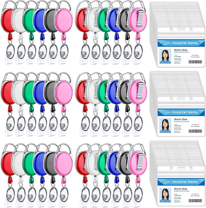 Laumoi 60 Pack Heavy Duty Retractable Badge Holder Reel by Unknown