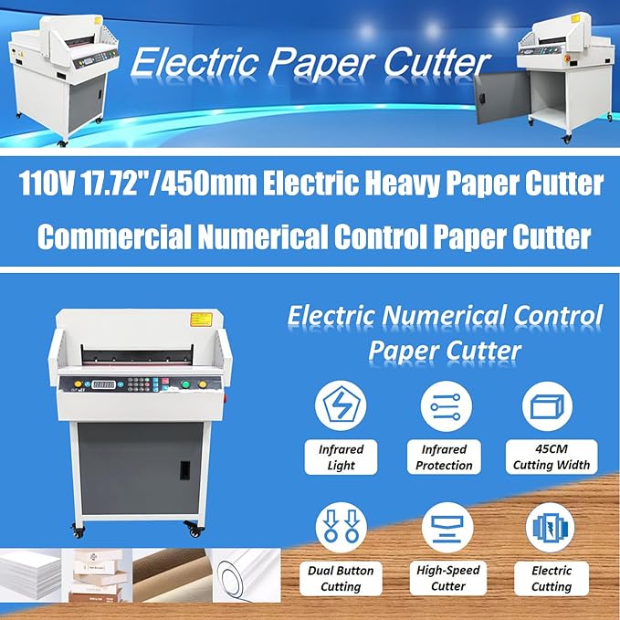 17.72'' Electric Paper Cutter High Precision Stack Paper Cutting Machine - Image 2