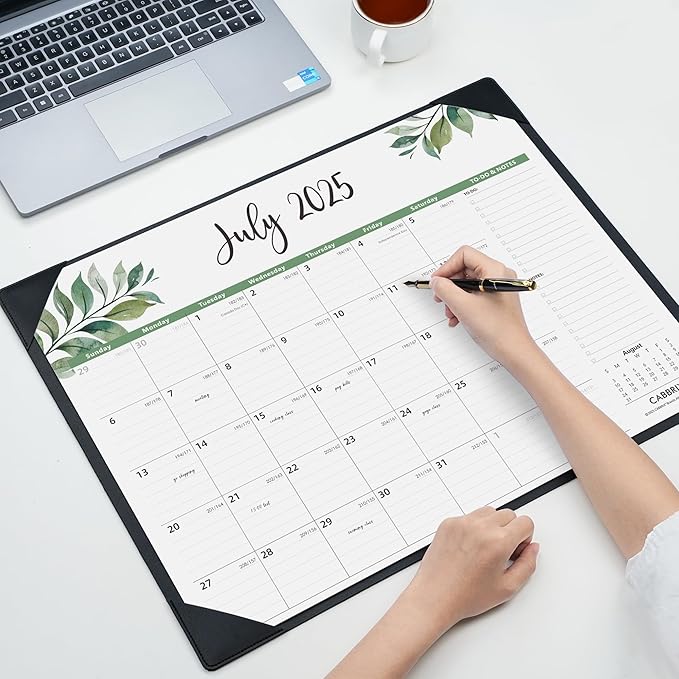 Large Desk Calendar 2025-2026 with Desktop Mat, Cabbrix Desk Pad Calendar 22 x 17 Inch Covering July 2025 to June 2026, Desk Blotter Calendar 2025 for Home School and Office-DeskLoop Office