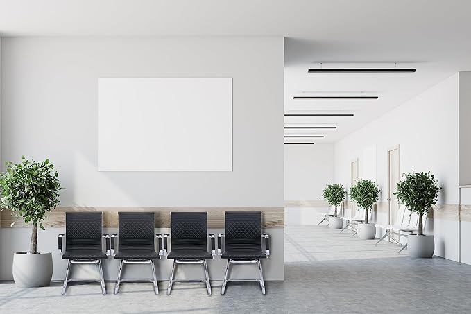 Office Guest & Reception Chairs - Set of 6 Mid-Back Modern PU Leather Desk Chairs, Black-DeskLoop Office