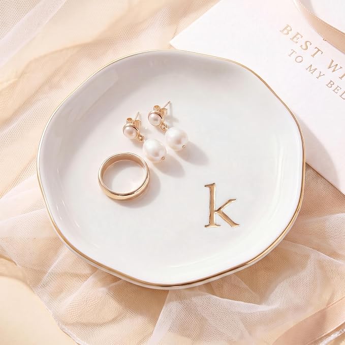 Ceramic Jewelry Tray, Personalized Initial Jewelry Dish by GIVITASOT