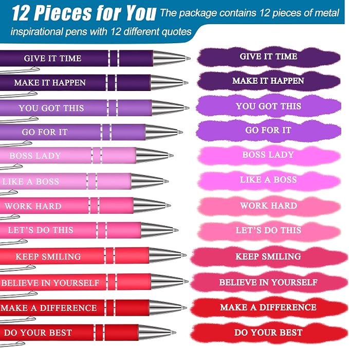 Zonon 12 Pcs Inspirational Pens Bulk Funny Ballpoint Pen - Image 3